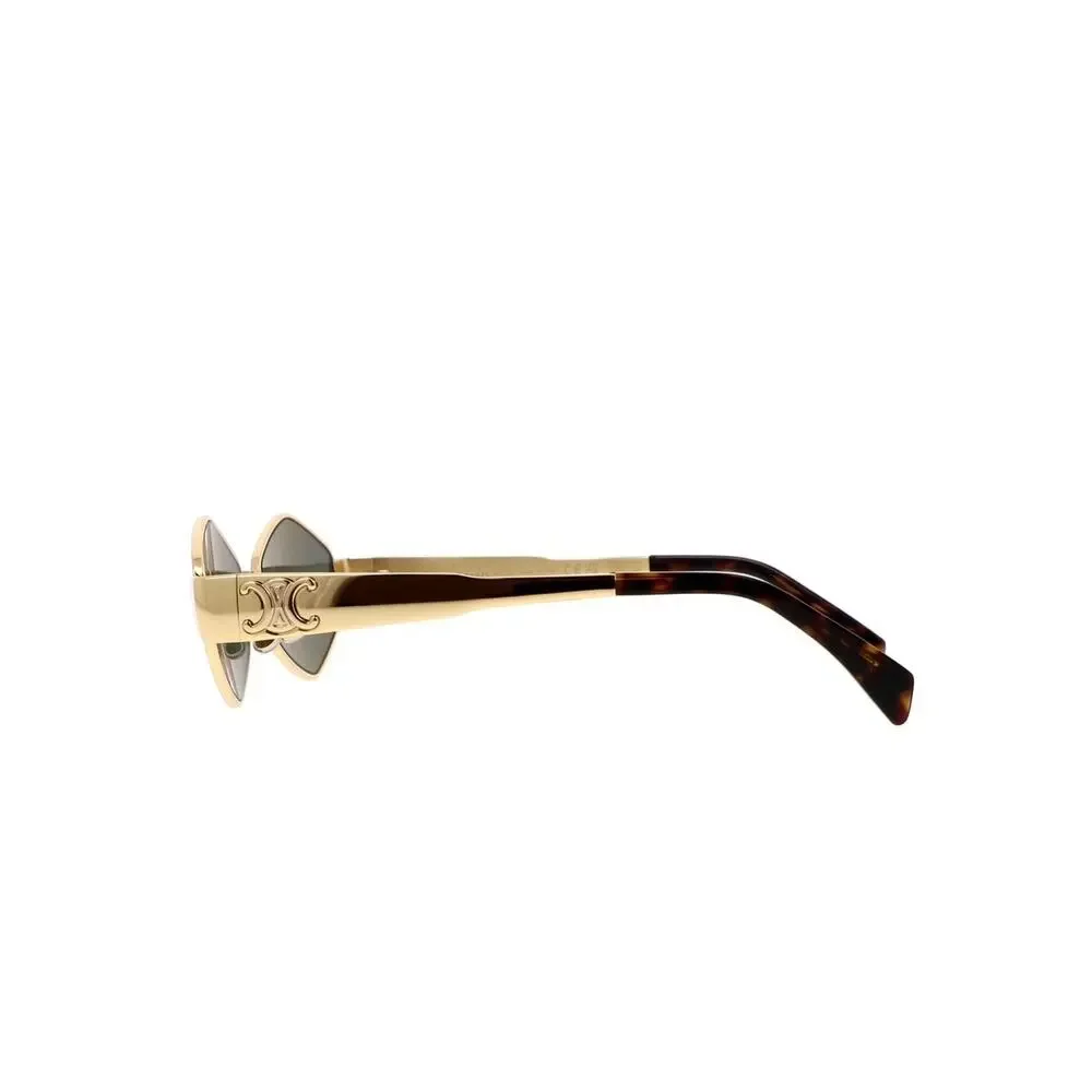 New Celine CL40254U 30N Sunglasses Gold Frame Geometric Shape Authentic